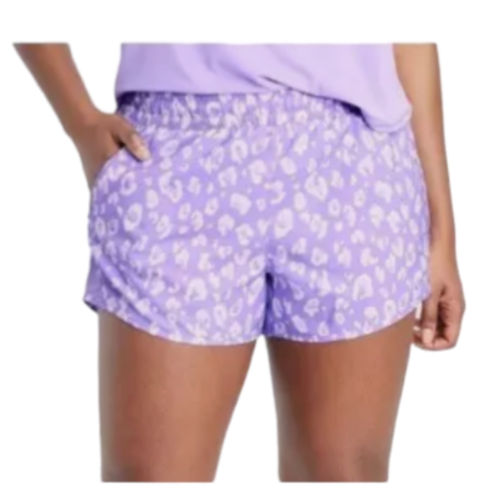 all in motion women's size 2X purple & white running shorts